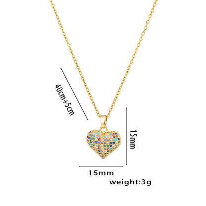 Wholesale Jewelry Elegant Lady Streetwear Heart Shape 304 Stainless Steel Copper Plating Pendant Necklace