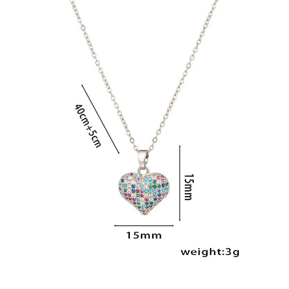 Wholesale Jewelry Elegant Lady Streetwear Heart Shape 304 Stainless Steel Copper Plating Pendant Necklace