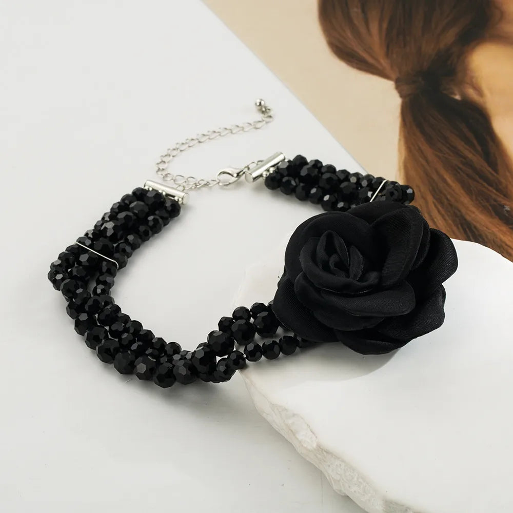 Wholesale Jewelry Elegant Lady Sweet Flower Artificial Crystal Beaded Choker