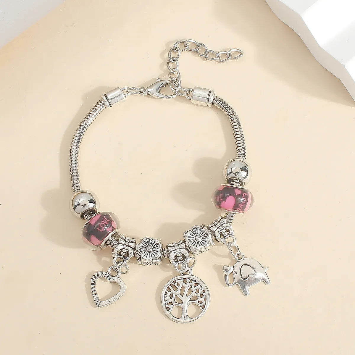 Wholesale Jewelry Elegant Lady Tree Heart Shape Elephant Alloy Beaded Bracelets