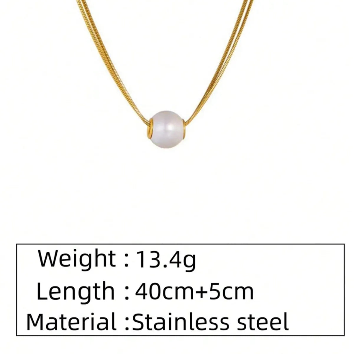 Wholesale Jewelry Elegant Luxurious Classic Style Ball 304 Stainless Steel 18K Gold Plated Pearl Necklace