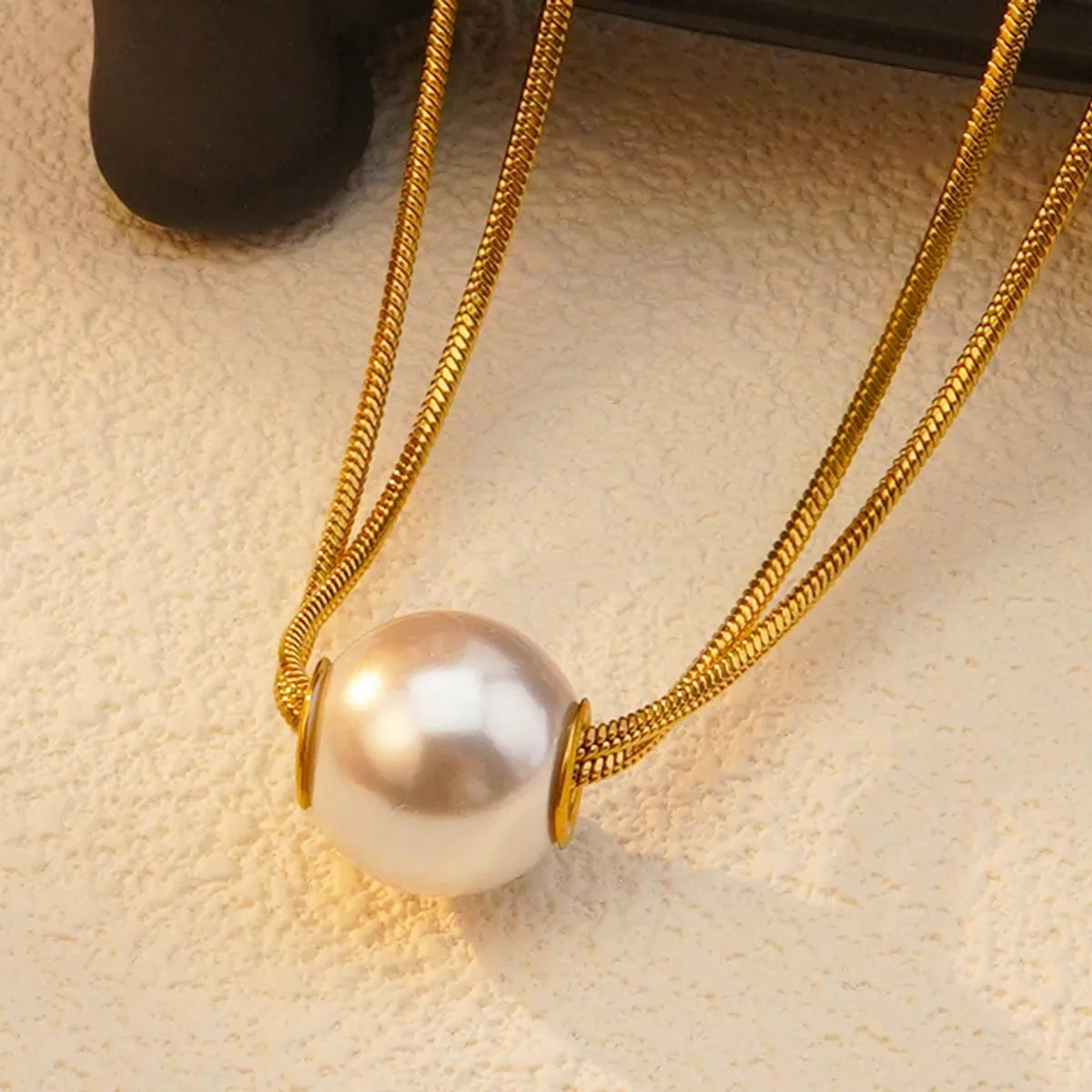 Wholesale Jewelry Elegant Luxurious Classic Style Ball 304 Stainless Steel 18K Gold Plated Pearl Necklace