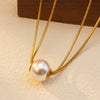 Wholesale Jewelry Elegant Luxurious Classic Style Ball 304 Stainless Steel 18K Gold Plated Pearl Necklace