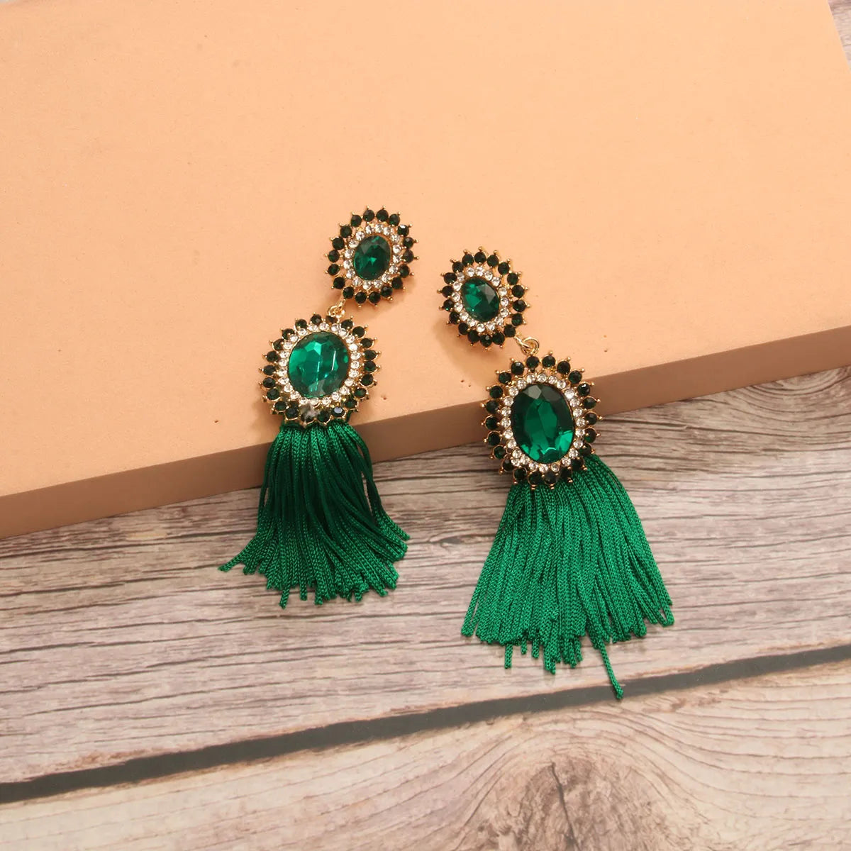 1 Pair Elegant Luxurious Simple Style Round Tassel Inlay Alloy Rhinestones Drop Earrings