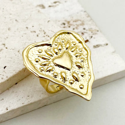 Wholesale Jewelry Elegant Modern Style Sweet Round Sun Heart Shape 304 Stainless Steel 14K Gold Plated Rings Necklace