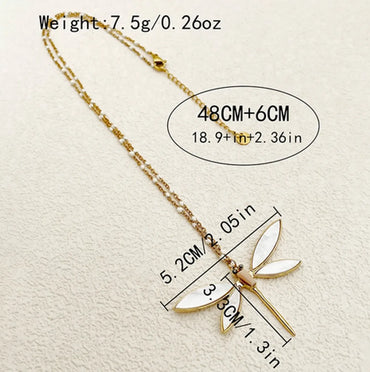 Wholesale Jewelry Elegant Pastoral Streetwear Dragonfly 304 Stainless Steel 14K Gold Plated Enamel Plating Pendant Necklace