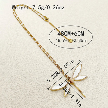 Wholesale Jewelry Elegant Pastoral Streetwear Dragonfly 304 Stainless Steel 14K Gold Plated Enamel Plating Pendant Necklace