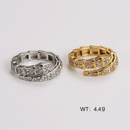 Wholesale Jewelry Elegant Queen Snake 304 Stainless Steel 18K Gold Plated Open Rings