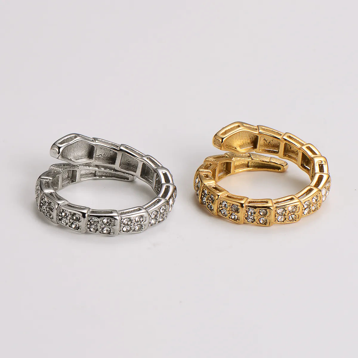 Wholesale Jewelry Elegant Queen Snake 304 Stainless Steel 18K Gold Plated Open Rings