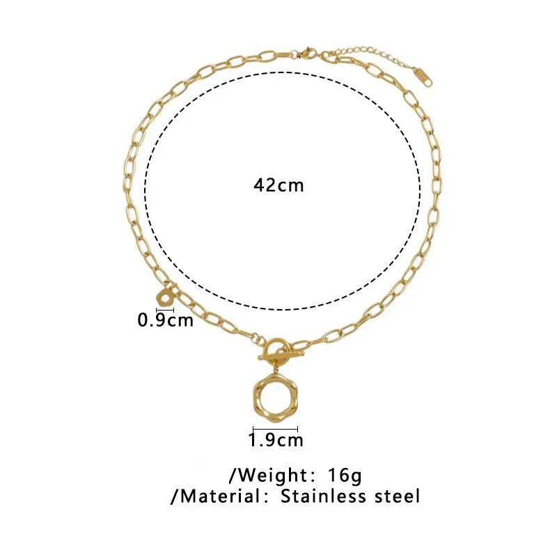 Wholesale Jewelry Elegant Retro Geometric 304 Stainless Steel 16K Gold Plated White Gold Plated Gold Plated Pendant Necklace