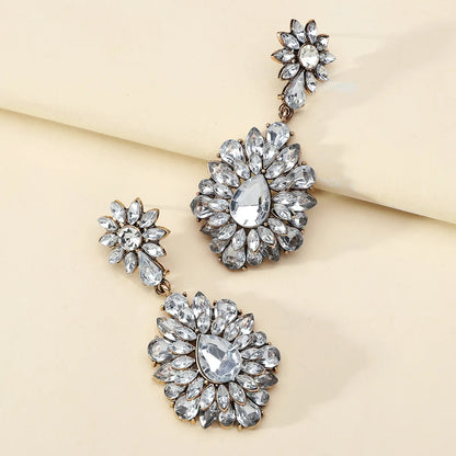 1 Pair Elegant Retro Geometric Layered Plating Inlay Zinc Alloy Rhinestones Drop Earrings