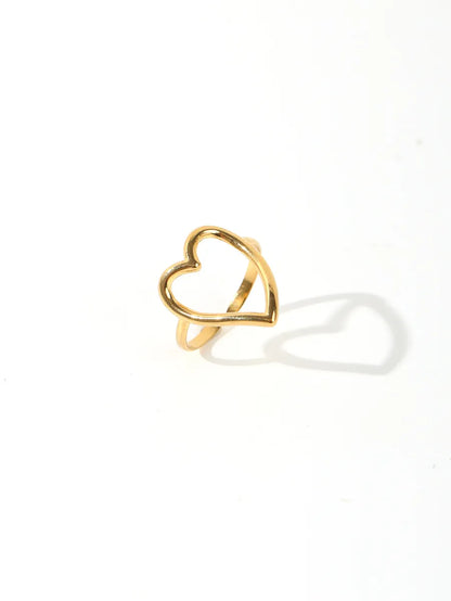 Wholesale Jewelry Elegant Retro Heart Shape Solid Color Bow Knot 304 Stainless Steel Open Rings