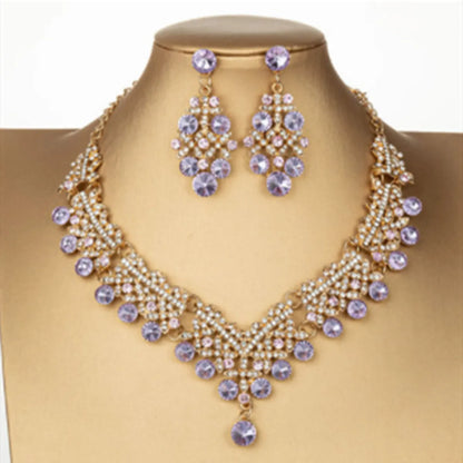 Wholesale Jewelry Elegant Romantic Shiny Round Tassel Imitation Pearl Rhinestone Earrings Necklace