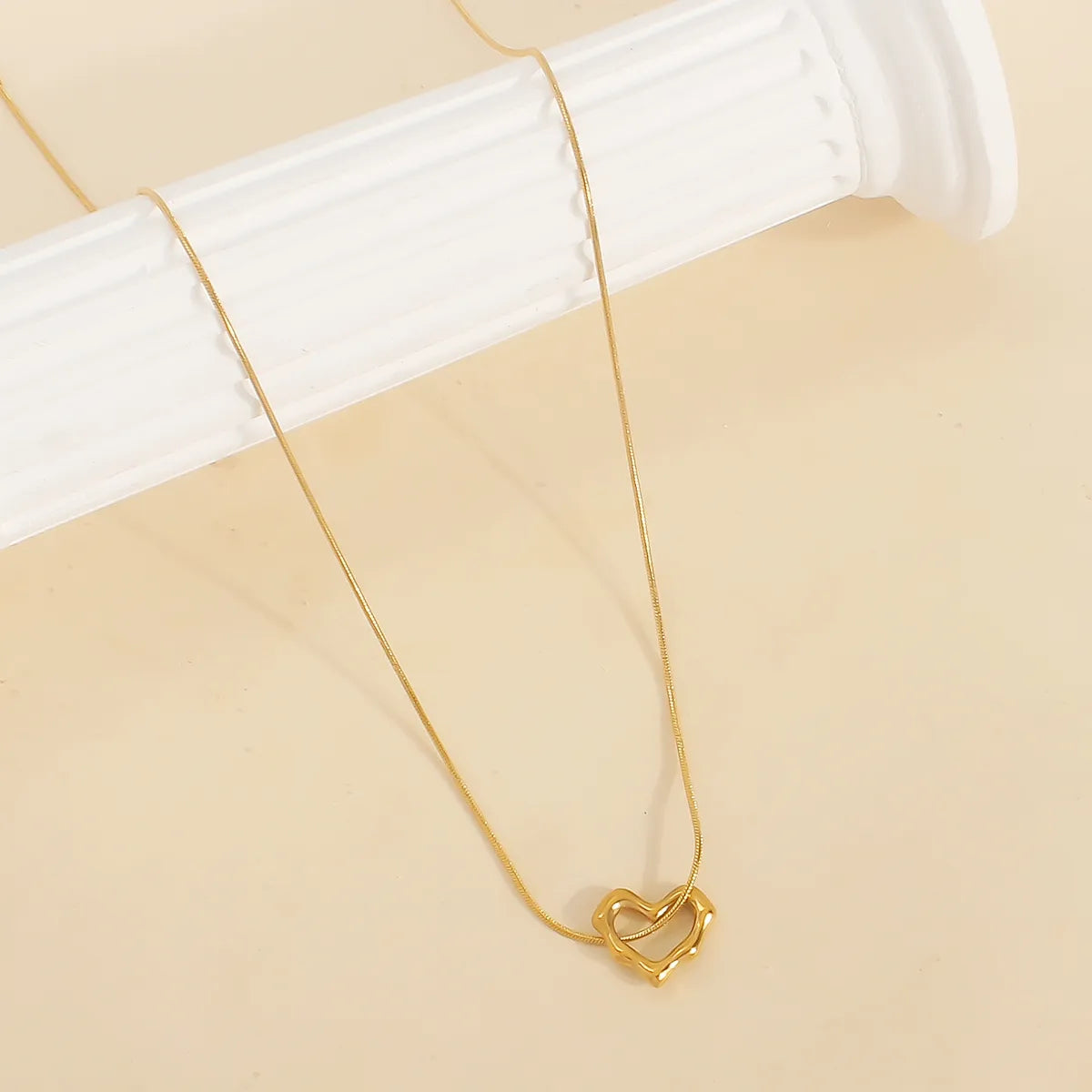 Wholesale Jewelry Elegant Romantic Sweet Heart Shape 304 Stainless Steel 18K Gold Plated Plating Pendant Necklace