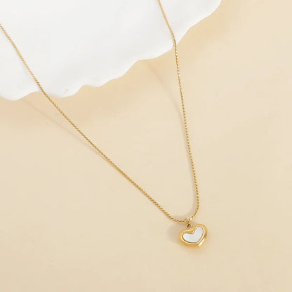 Wholesale Jewelry Elegant Romantic Sweet Heart Shape 304 Stainless Steel Shell 18K Gold Plated Plating Inlay Pendant Necklace