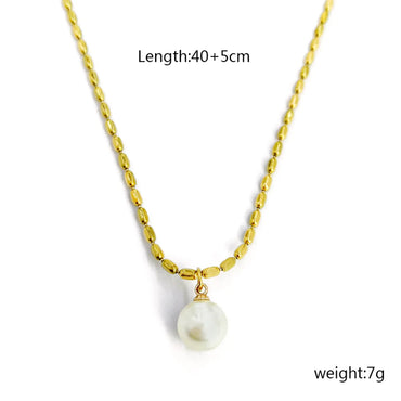 Wholesale Jewelry Elegant Round 304 Stainless Steel Gold Plated Pendant Necklace