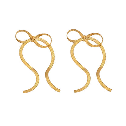 Wholesale Jewelry Elegant Simple Style Bow Knot 304 Stainless Steel 18K Gold Plated Jewelry Set