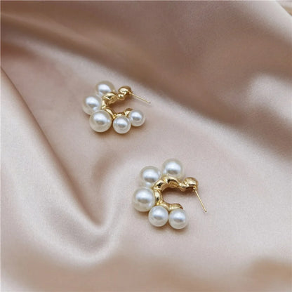 Wholesale Jewelry Elegant Simple Style Classic Style Geometric Imitation Pearl Alloy Ear Studs