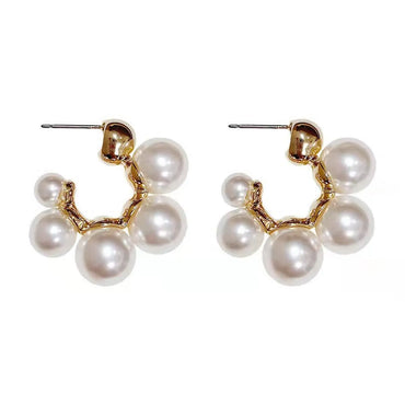 Wholesale Jewelry Elegant Simple Style Classic Style Geometric Imitation Pearl Alloy Ear Studs