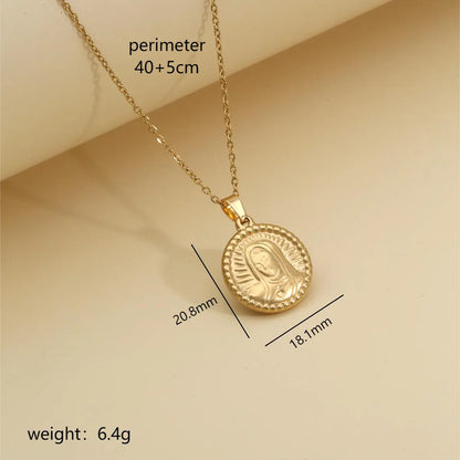 Wholesale Jewelry Elegant Simple Style Commute Human Virgin Mary 304 Stainless Steel 18K Gold Plated Plating Pendant Necklace