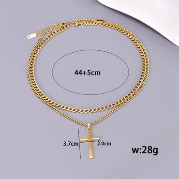 Wholesale Jewelry Elegant Simple Style Cross Solid Color 304 Stainless Steel Titanium Steel Pendant Necklace