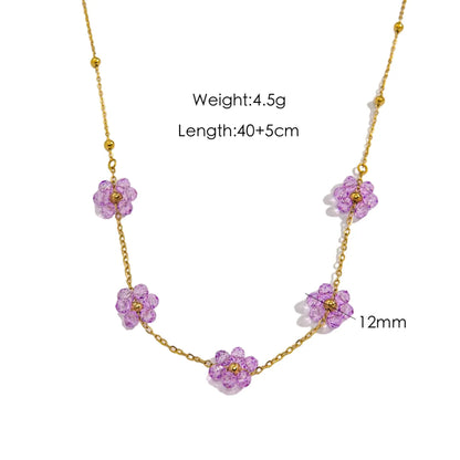 Wholesale Jewelry Elegant Simple Style Flower 304 Stainless Steel 14K Gold Plated Jewelry Set