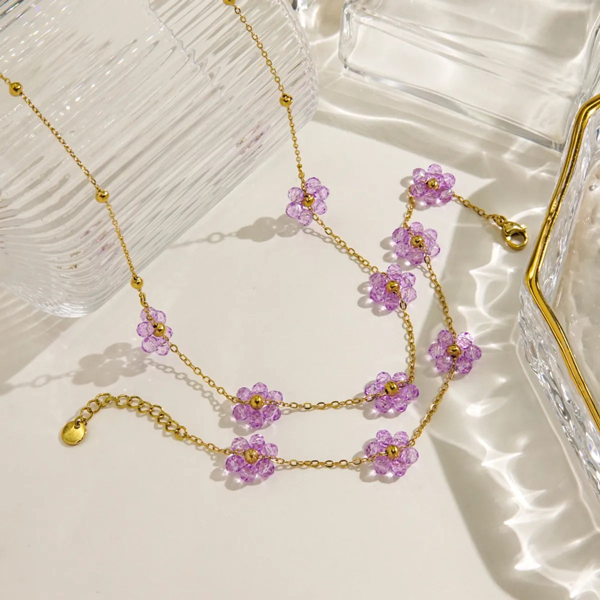 Wholesale Jewelry Elegant Simple Style Flower 304 Stainless Steel 14K Gold Plated Jewelry Set