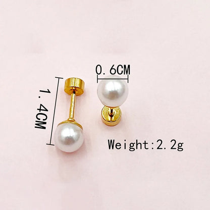 Wholesale Jewelry Elegant Simple Style Flower 304 Stainless Steel Pearl 14K Gold Plated Plating Inlay Earrings