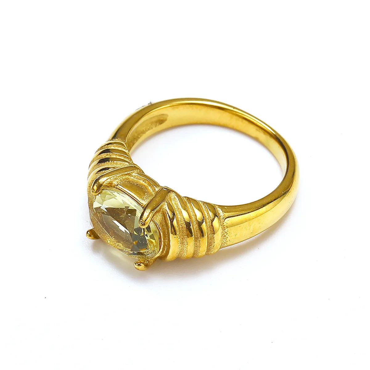 Wholesale Jewelry Elegant Simple Style Geometric 304 Stainless Steel Glass 18K Gold Plated Rings