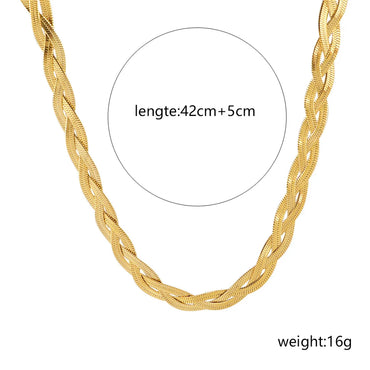 Wholesale Jewelry Elegant Simple Style Geometric 304 Stainless Steel Gold Plated Braid Necklace