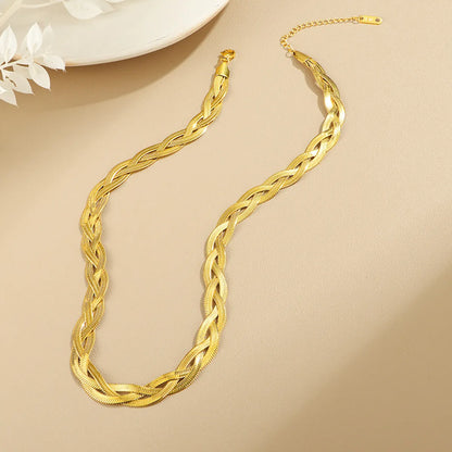 Wholesale Jewelry Elegant Simple Style Geometric 304 Stainless Steel Gold Plated Braid Necklace