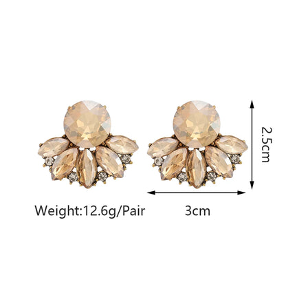 Wholesale Jewelry Elegant Simple Style Geometric Round Alloy Rhinestones Zircon Layered Plating Inlay Ear Studs