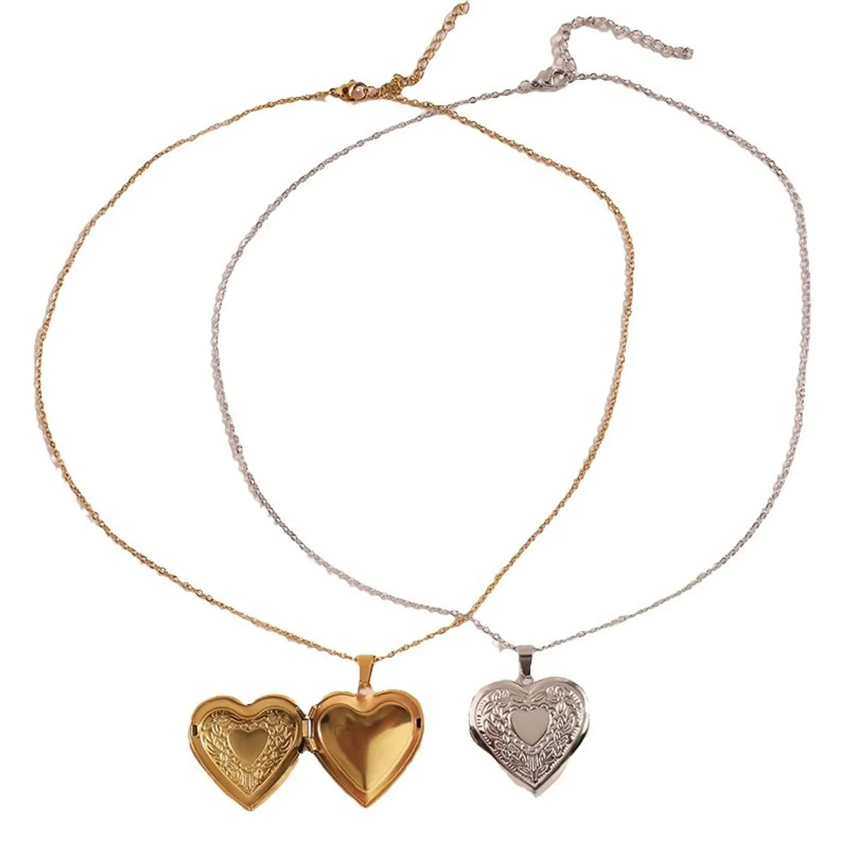 Wholesale Jewelry Elegant Simple Style Heart Shape 304 Stainless Steel 18K Gold Plated Pendant Necklace