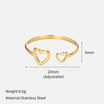 Wholesale Jewelry Elegant Simple Style Heart Shape 304 Stainless Steel Open Rings