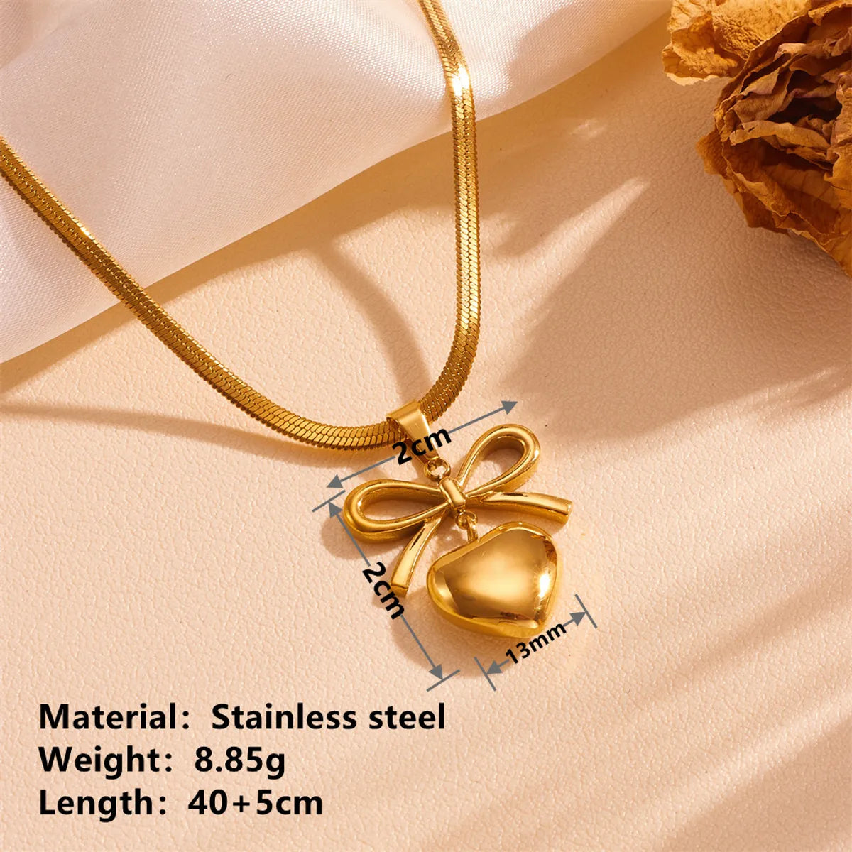 Wholesale Jewelry Elegant Simple Style Heart Shape 304 Stainless Steel Titanium Steel 18K Gold Plated Plating Earrings Necklace Jewelry Set