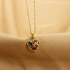 Wholesale Jewelry Elegant Simple Style Heart Shape Floral Titanium Steel Zircon Inlay Pendant Necklace