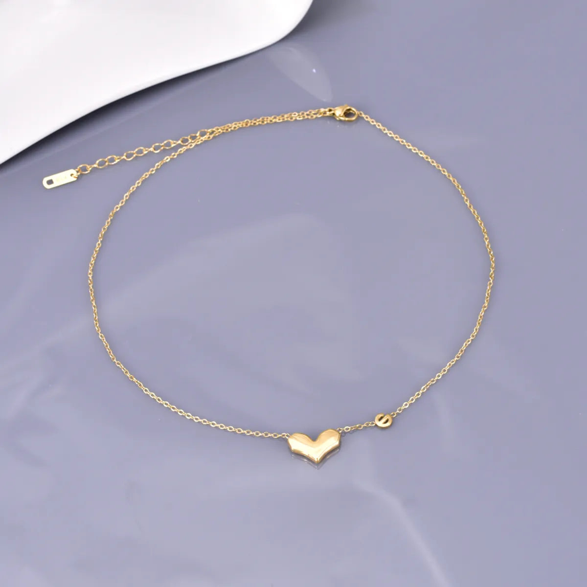 Wholesale Jewelry Elegant Simple Style Heart Shape Solid Color 304 Stainless Steel Titanium Steel 18K Gold Plated Pendant Necklace