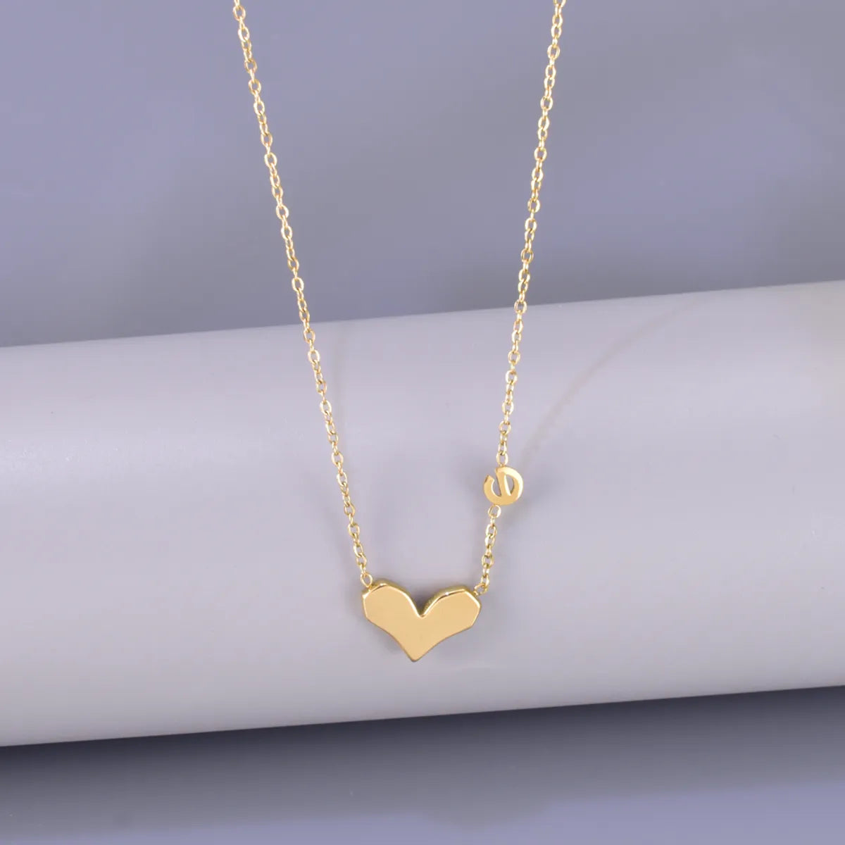 Wholesale Jewelry Elegant Simple Style Heart Shape Solid Color 304 Stainless Steel Titanium Steel 18K Gold Plated Pendant Necklace