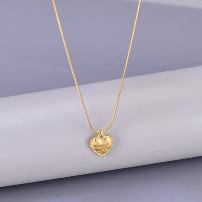 Wholesale Jewelry Elegant Simple Style Heart Shape Solid Color 304 Stainless Steel Titanium Steel Plating Pendant Necklace