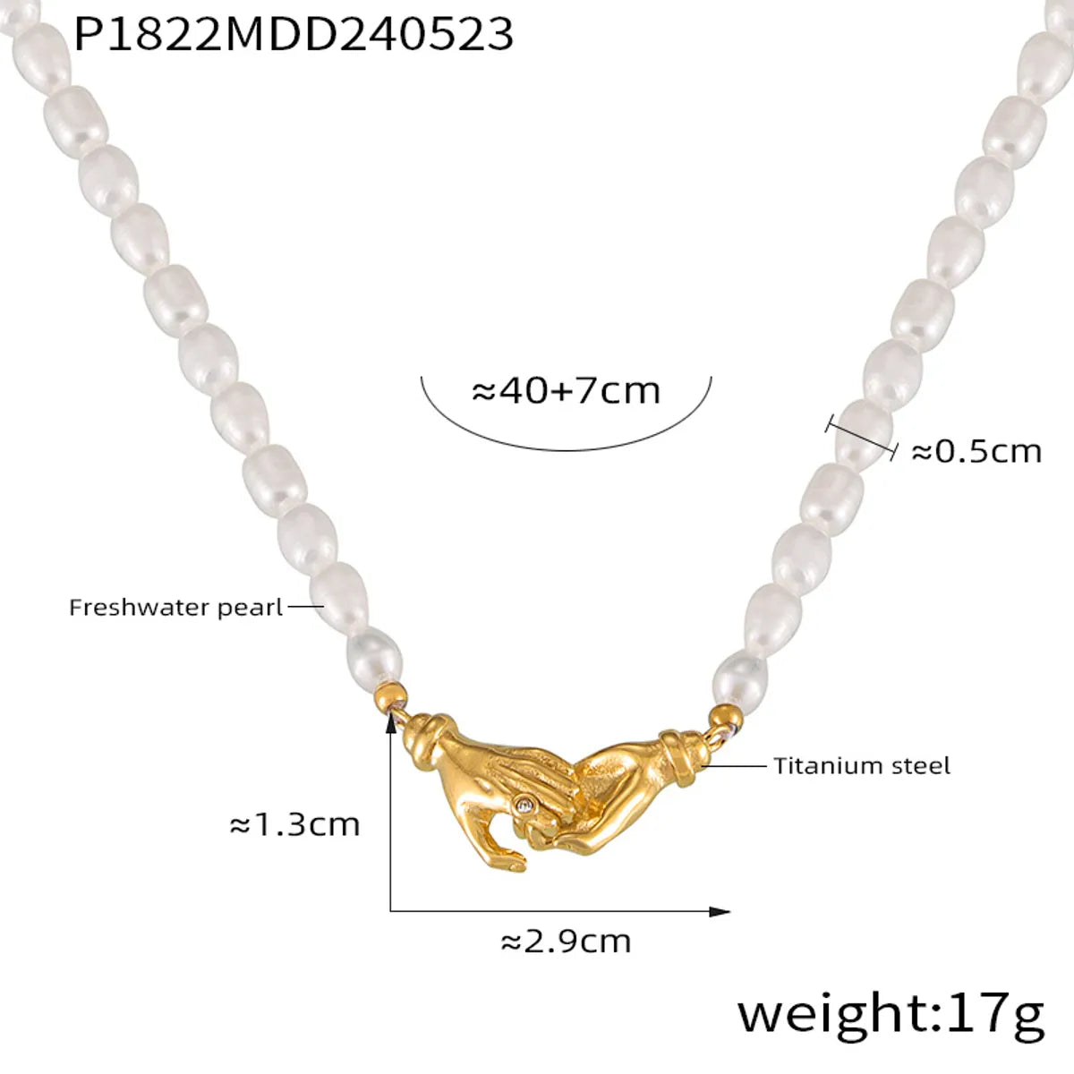 Wholesale Jewelry Elegant Simple Style Korean Style Gesture Oval 304 Stainless Steel Freshwater Pearl Zircon 18K Gold Plated Beaded Inlay Pendant Necklace