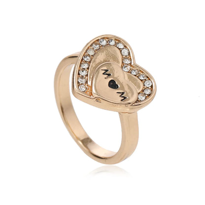 Wholesale Jewelry Elegant Simple Style Letter Heart Shape Alloy Rhinestones Rings