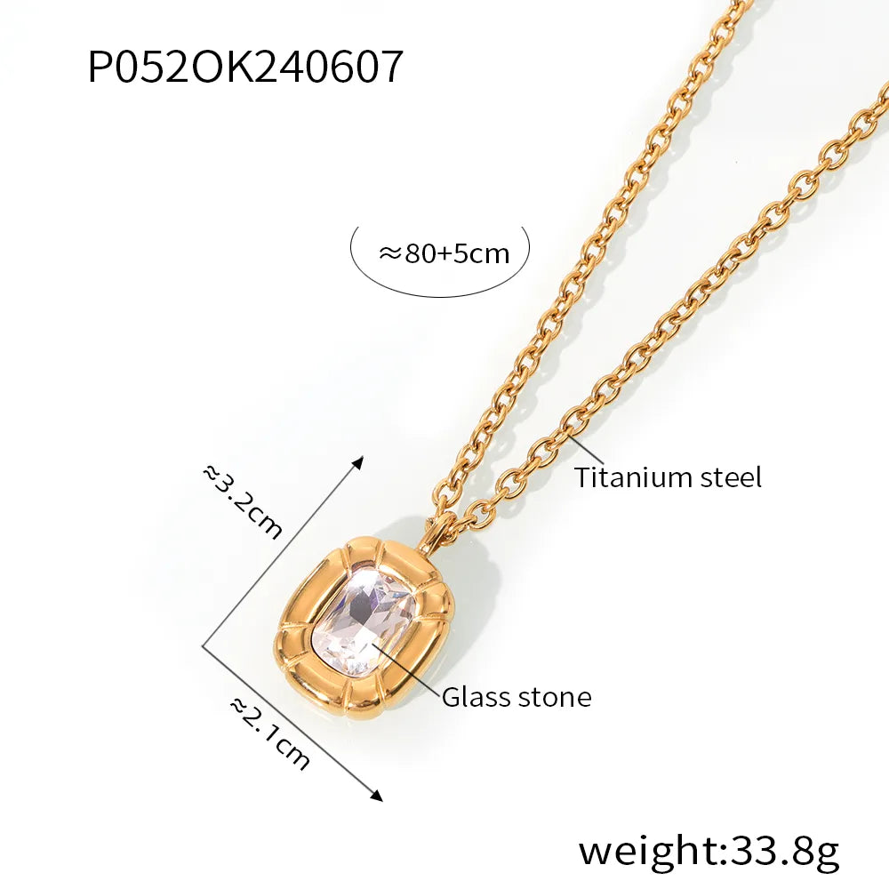 Wholesale Jewelry Elegant Simple Style Oval 304 Stainless Steel Glass Glass Stone 18K Gold Plated Plating Inlay Bracelets Earrings Necklace