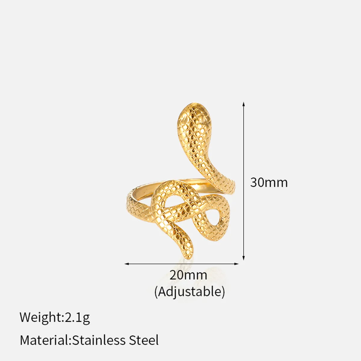 Wholesale Jewelry Elegant Simple Style Snake 304 Stainless Steel Open Rings