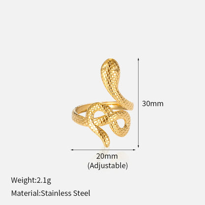 Wholesale Jewelry Elegant Simple Style Snake 304 Stainless Steel Open Rings