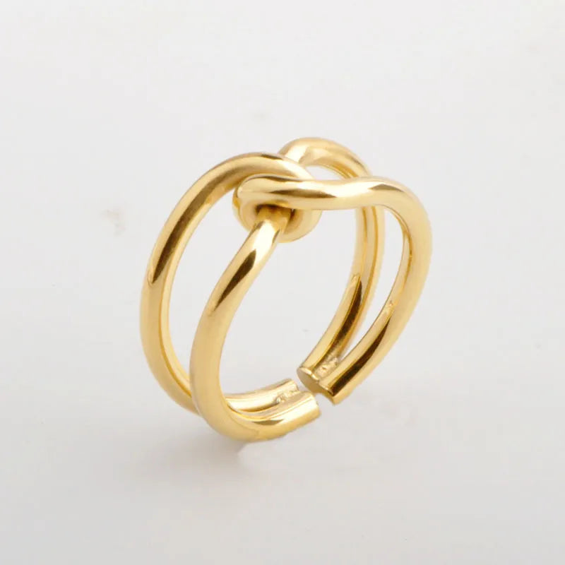 Wholesale Jewelry Elegant Simple Style Solid Color 304 Stainless Steel 18K Gold Plated Hollow Out Open Rings