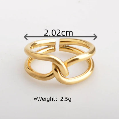 Wholesale Jewelry Elegant Simple Style Solid Color 304 Stainless Steel 18K Gold Plated Hollow Out Open Rings