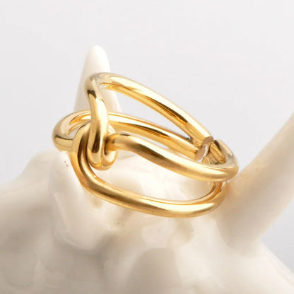 Wholesale Jewelry Elegant Simple Style Solid Color 304 Stainless Steel 18K Gold Plated Hollow Out Open Rings