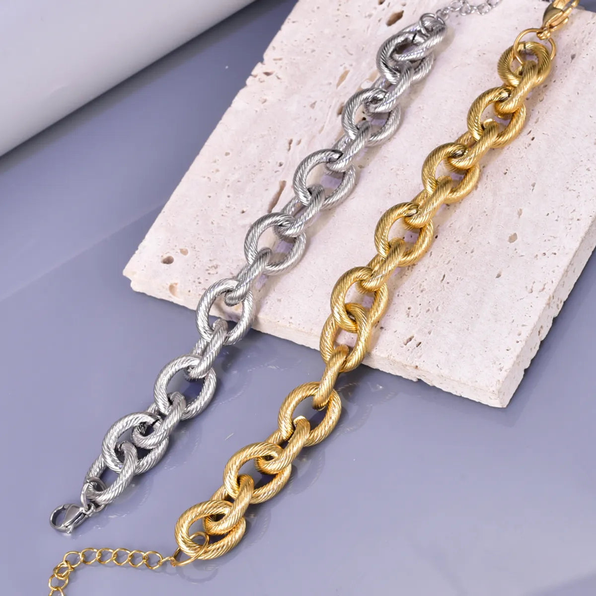 Wholesale Jewelry Elegant Simple Style Solid Color 304 Stainless Steel Titanium Steel 18K Gold Plated Plating Bracelets Necklace