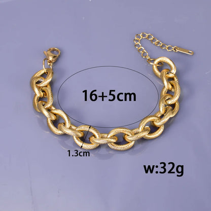 Wholesale Jewelry Elegant Simple Style Solid Color 304 Stainless Steel Titanium Steel 18K Gold Plated Plating Bracelets Necklace