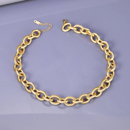 Wholesale Jewelry Elegant Simple Style Solid Color 304 Stainless Steel Titanium Steel 18K Gold Plated Plating Bracelets Necklace